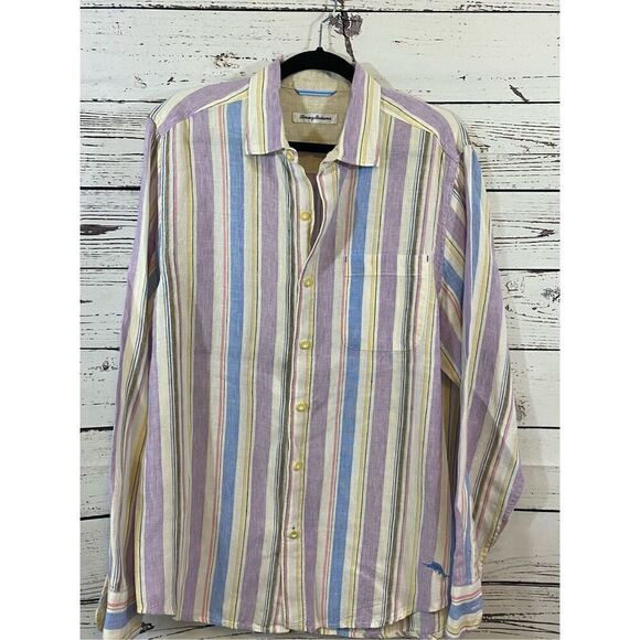 Tommy Bahama L/S Linen Mens Button Down Shirt Size Large - Picture 1 of 5